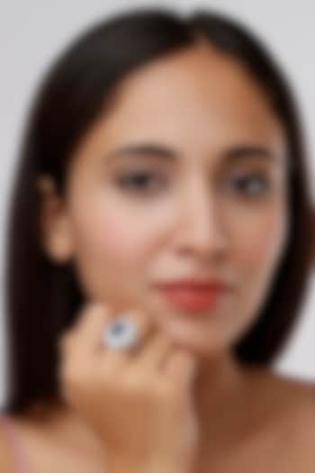 White Finish Zircon & Sapphire Synthetic Stone Ring by Aster at Pernia's Pop Up Shop