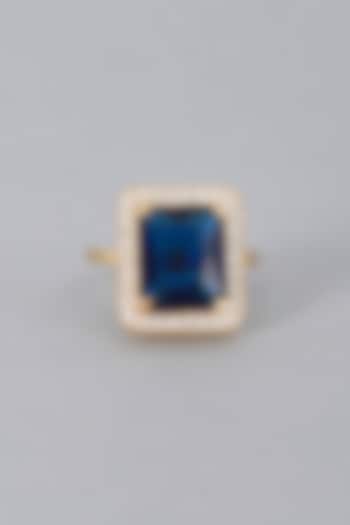 Gold Finish Zircon & Synthetic Sapphire Ring by Aster at Pernia's Pop Up Shop