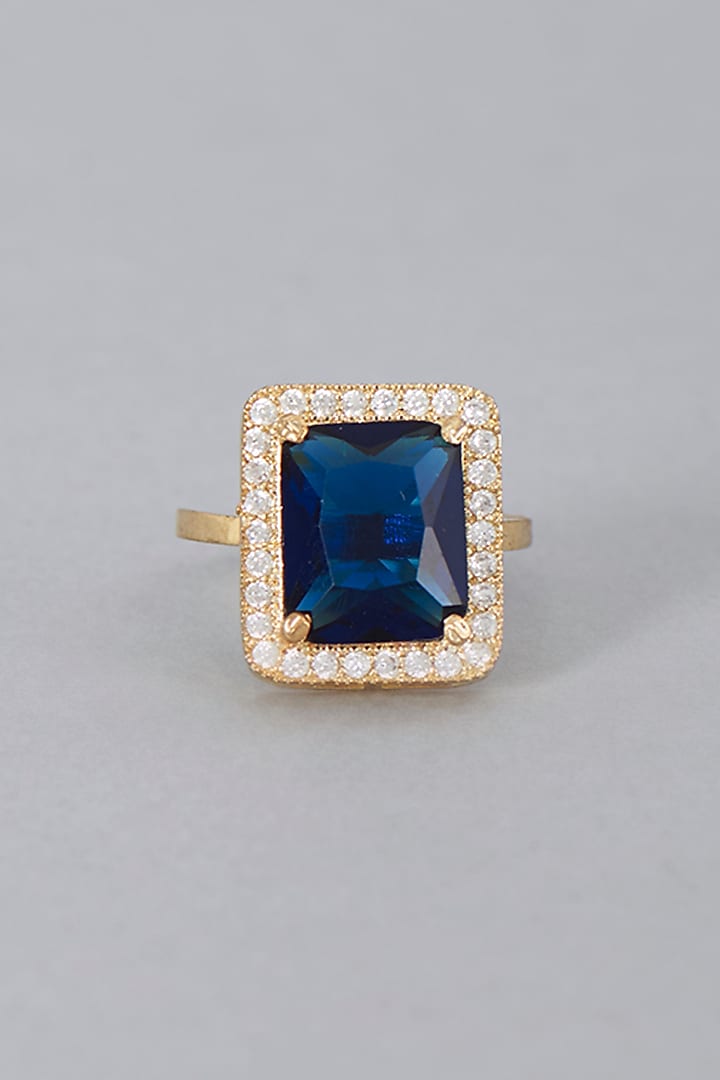 Gold Finish Zircon & Synthetic Sapphire Ring by Aster at Pernia's Pop Up Shop