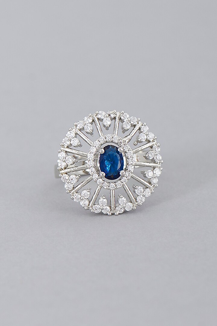 White Finish Zircon & Sapphire Synthetic Stone Ring  by Aster at Pernia's Pop Up Shop