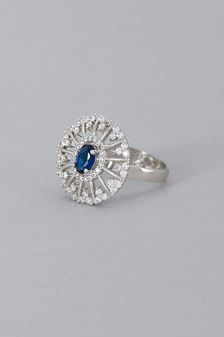 White Finish Zircon & Sapphire Synthetic Stone Ring  by Aster at Pernia's Pop Up Shop