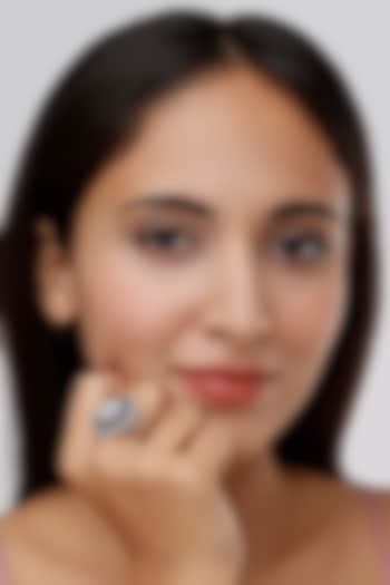 White Finish Zircon & Sapphire Synthetic Stone Ring by Aster at Pernia's Pop Up Shop