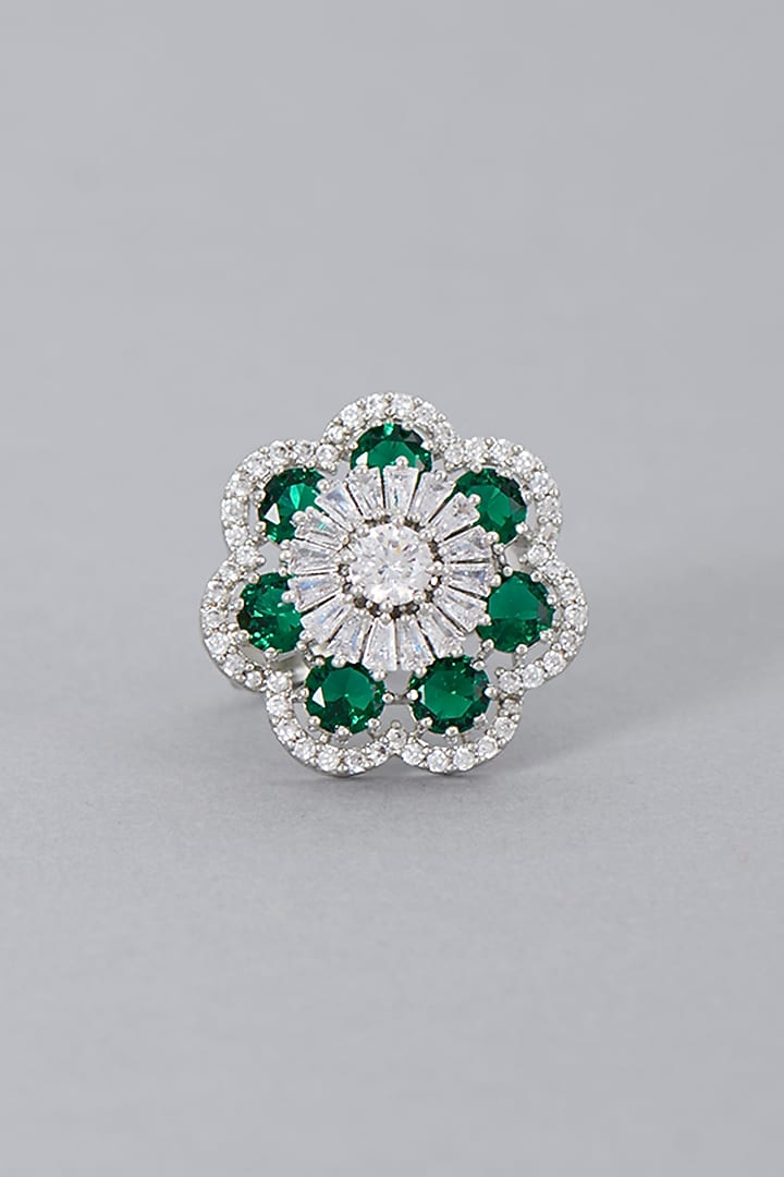 White Finish Synthetic Emerald Ring Design by Aster at Pernia's Pop Up