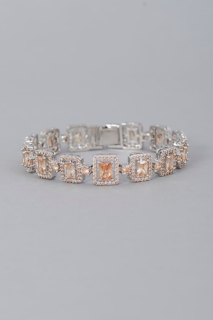 White Finish Champagne Stone Bracelet by Aster at Pernia's Pop Up Shop