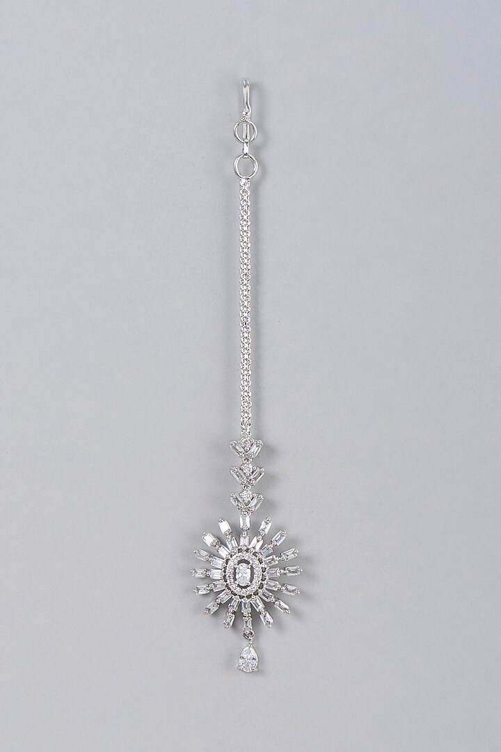White Finish Maangtikka With Zircon by Aster at Pernia's Pop Up Shop
