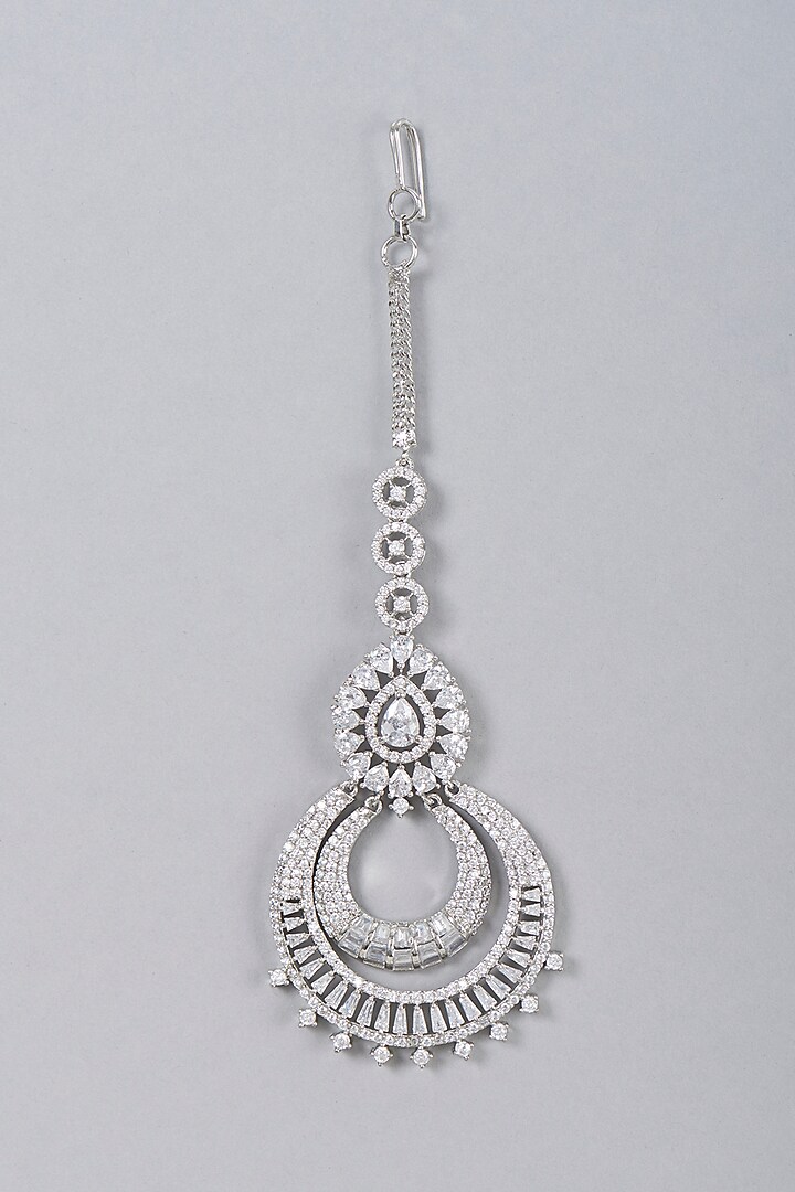 White Finish Maangtikka With Zircon by Aster at Pernia's Pop Up Shop