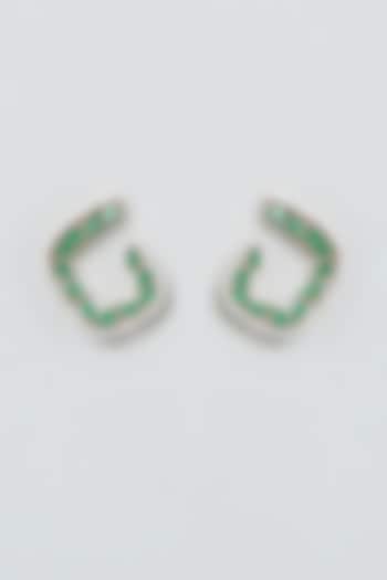 Rose Gold Finish Green Stone Stud Earrings by Aster at Pernia's Pop Up Shop