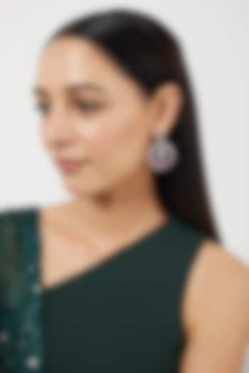 White Finish Zircons & Pink Stone Earrings by Aster at Pernia's Pop Up Shop