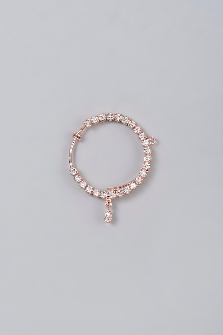 Rose Gold Finish Nose Ring With Diamonds by Aster