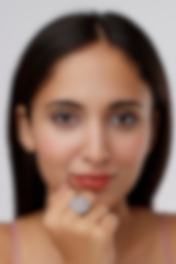 White Finish Pink Synthetic Stone & Zircon Ring by Aster at Pernia's Pop Up Shop