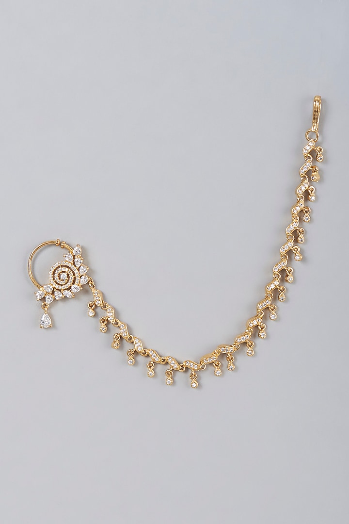Gold Finish Zircon Nose Ring by Aster at Pernia's Pop Up Shop