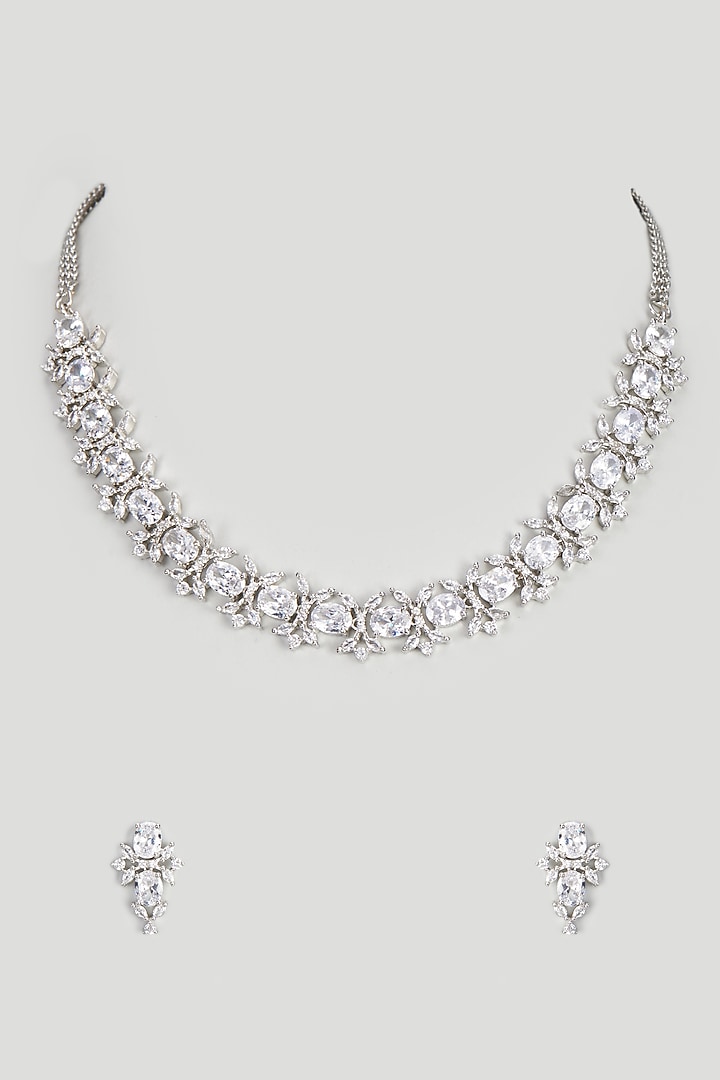 White Finish Zircon Necklace Set by Aster at Pernia's Pop Up Shop