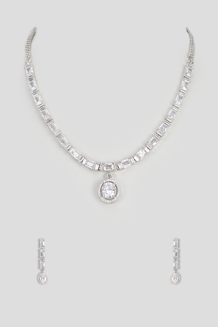 White Finish Zircon Necklace Set by Aster at Pernia's Pop Up Shop