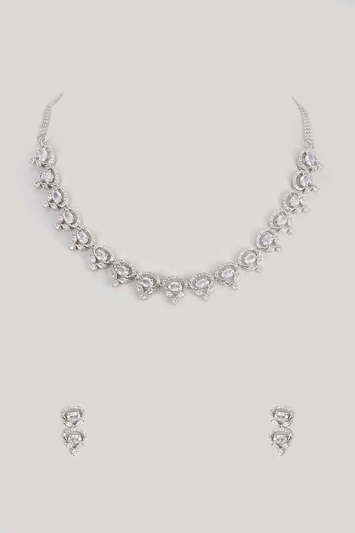 White Finish Zircon Necklace Set by Aster at Pernia's Pop Up Shop