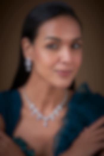 White Finish Zircon Necklace Set by Aster at Pernia's Pop Up Shop
