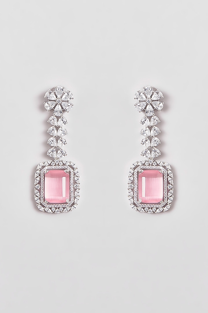 White Finish Zircon & Pink Stones Necklace Set by Aster at Pernia's Pop Up Shop