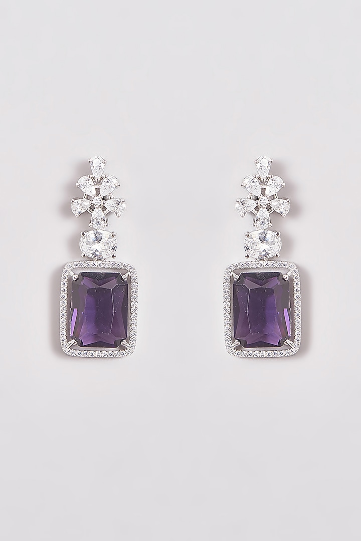 White Finish Zircon & Purple Stones Necklace Set by Aster at Pernia's Pop Up Shop