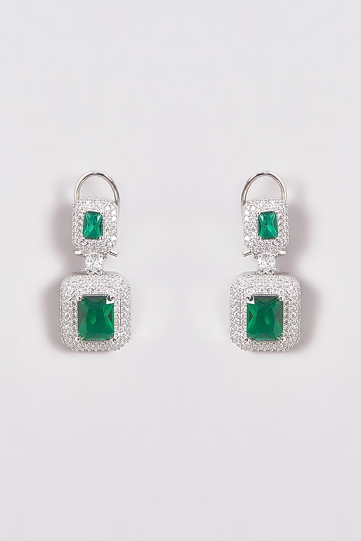 White Finish Zircon & Green Stones Necklace Set by Aster at Pernia's Pop Up Shop