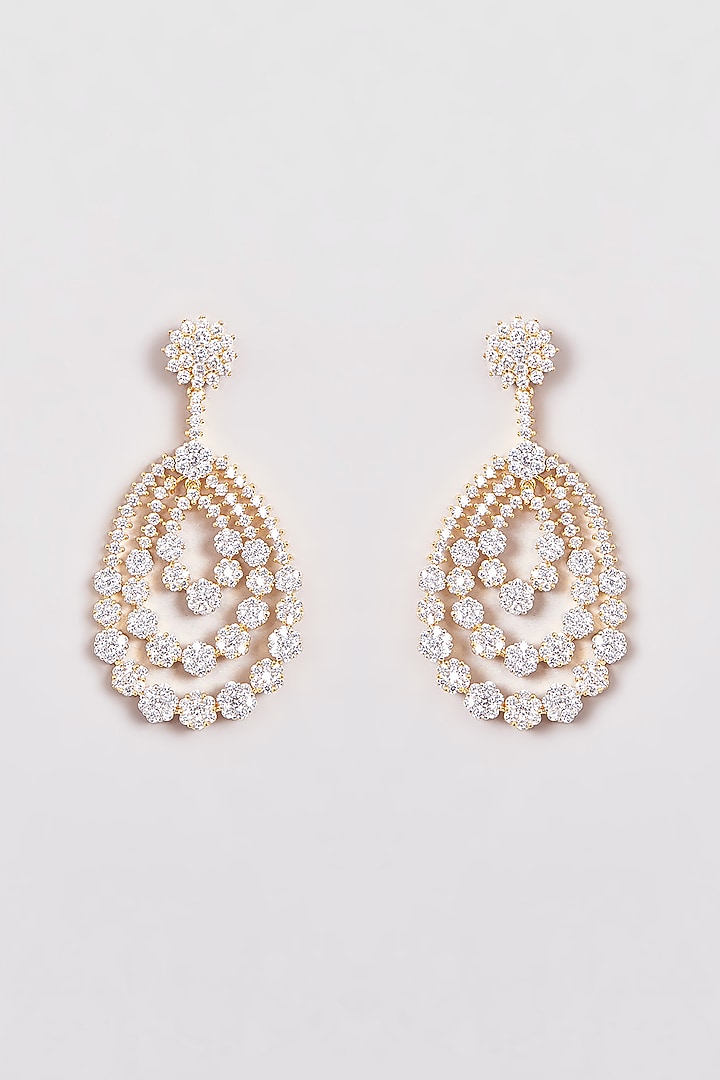 Gold Finish Zircon Dangler Earrings by Aster at Pernia's Pop Up Shop