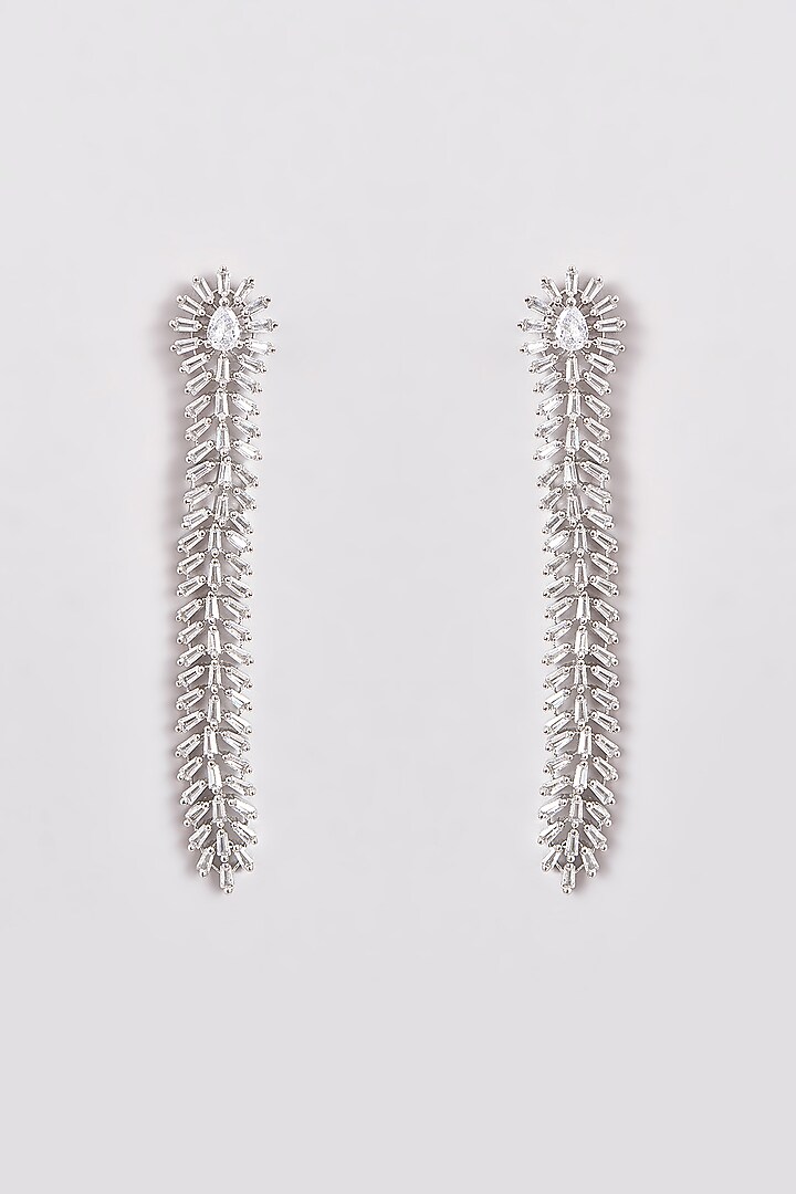 White Finish Zircon Dangler Earrings by Aster at Pernia's Pop Up Shop