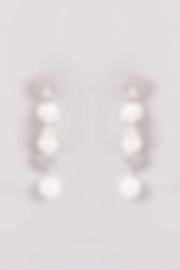 White Finish Zircon & Pearl Dangler Earrings by Aster at Pernia's Pop Up Shop