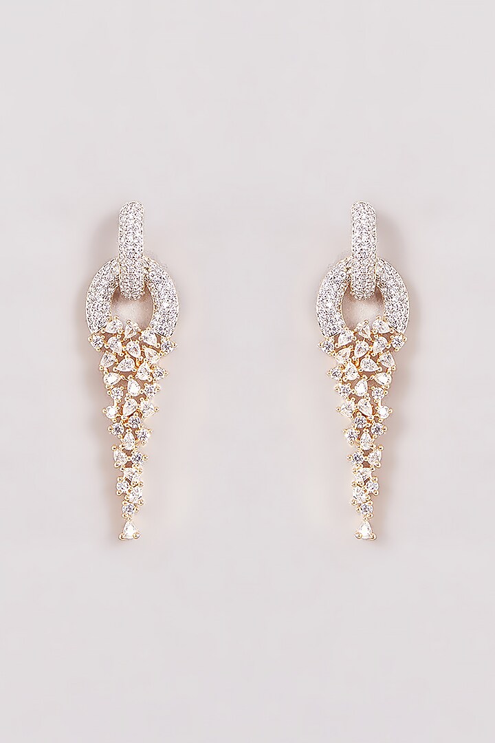 Gold Finish Zircon Dangler Earrings by Aster at Pernia's Pop Up Shop