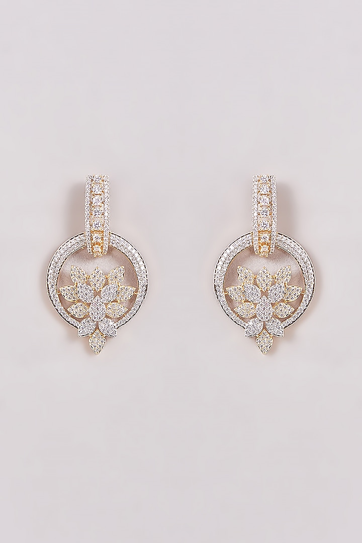 Two Tone Finish Zircon Dangler Earrings by Aster at Pernia's Pop Up Shop