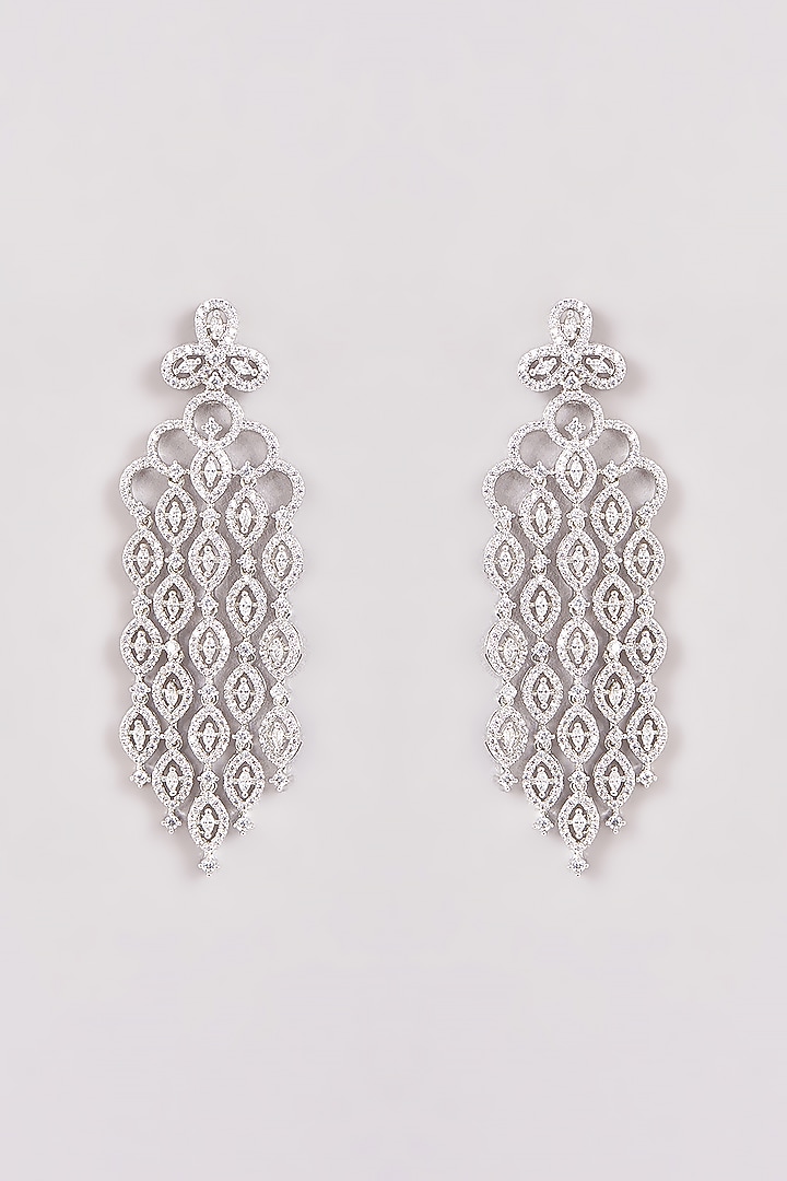 White Finish Zircon Dangler Earrings by Aster at Pernia's Pop Up Shop