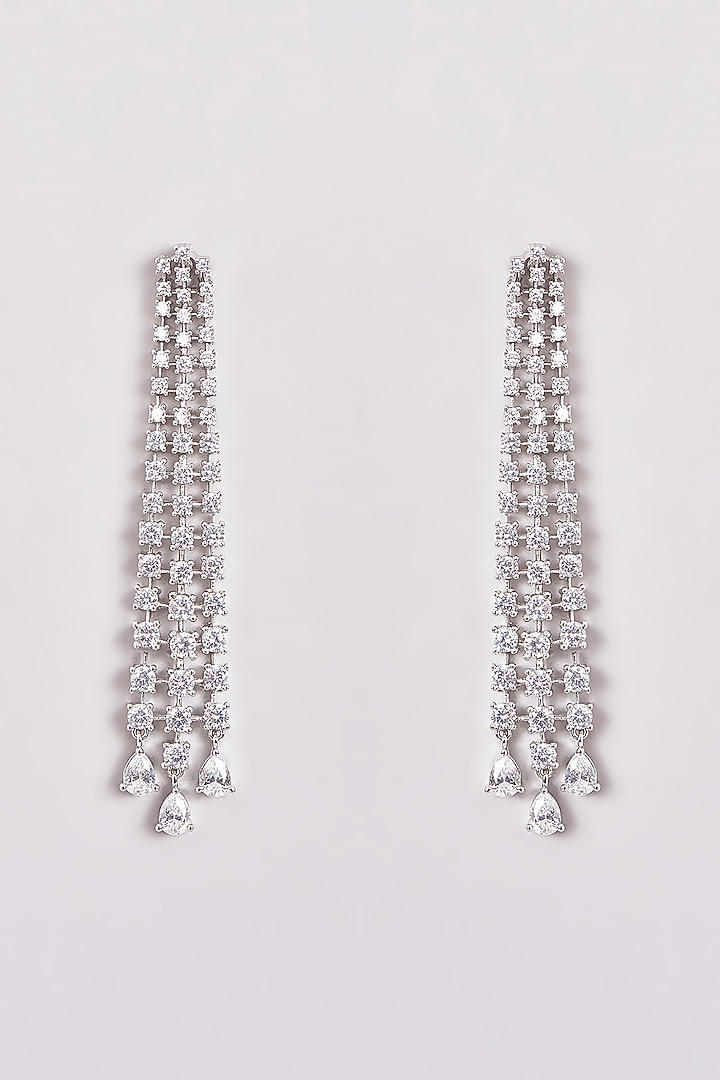 White Finish Zircon Dangler Earrings by Aster at Pernia's Pop Up Shop