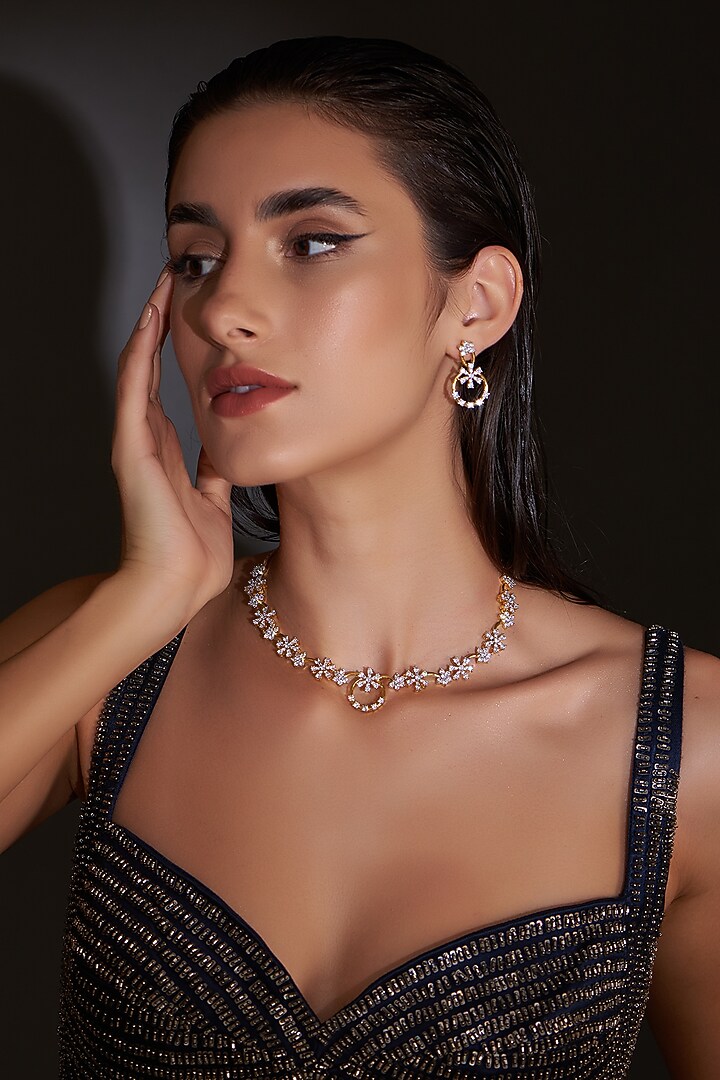 Gold Finish Zircon Necklace Set by Aster at Pernia's Pop Up Shop