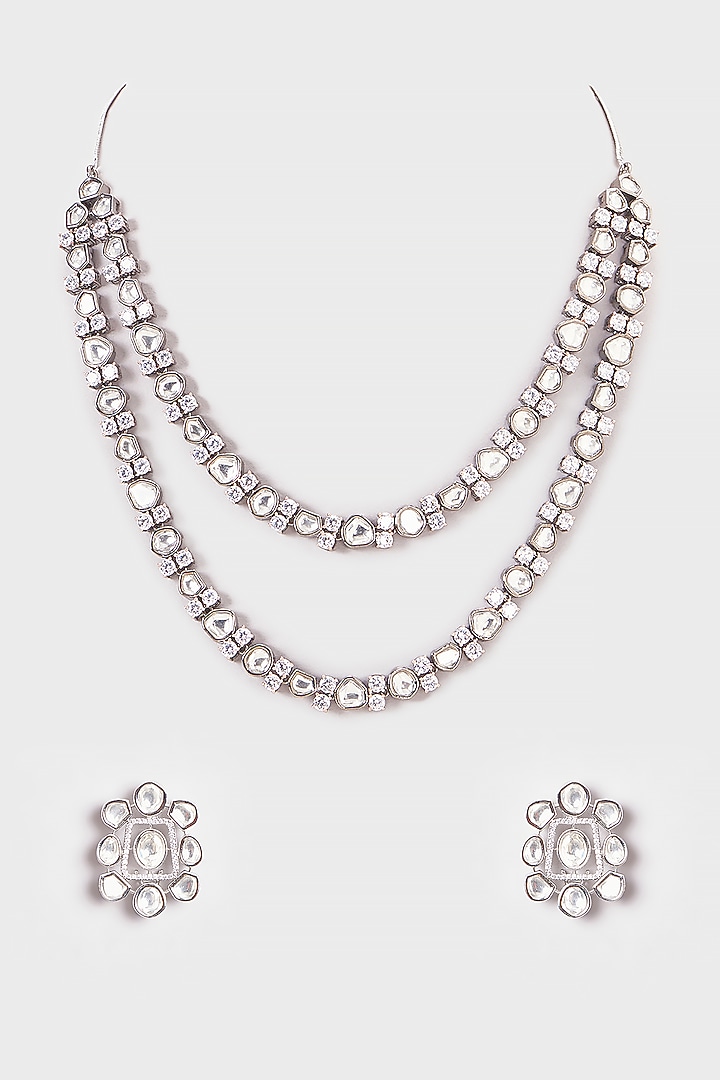 White Finish Zircon Layered Necklace Set by Aster at Pernia's Pop Up Shop