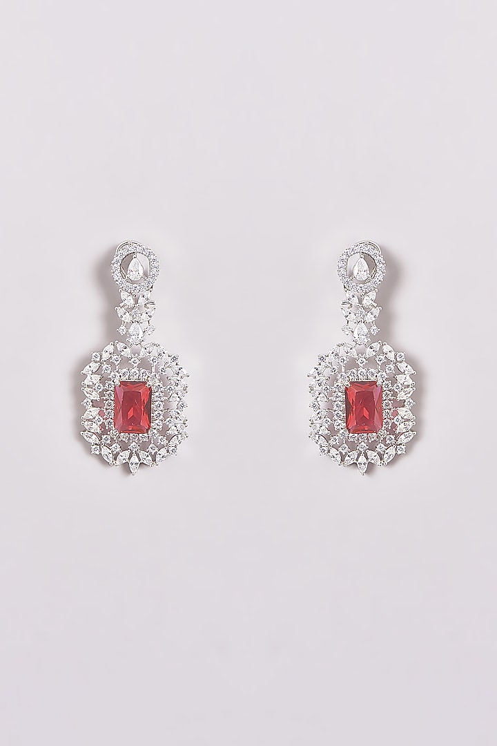 White Finish Zircon & Red Stone Necklace Set by Aster at Pernia's Pop Up Shop