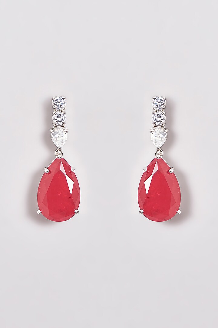 White Finish Zircon & Red Stone Necklace Set by Aster at Pernia's Pop Up Shop