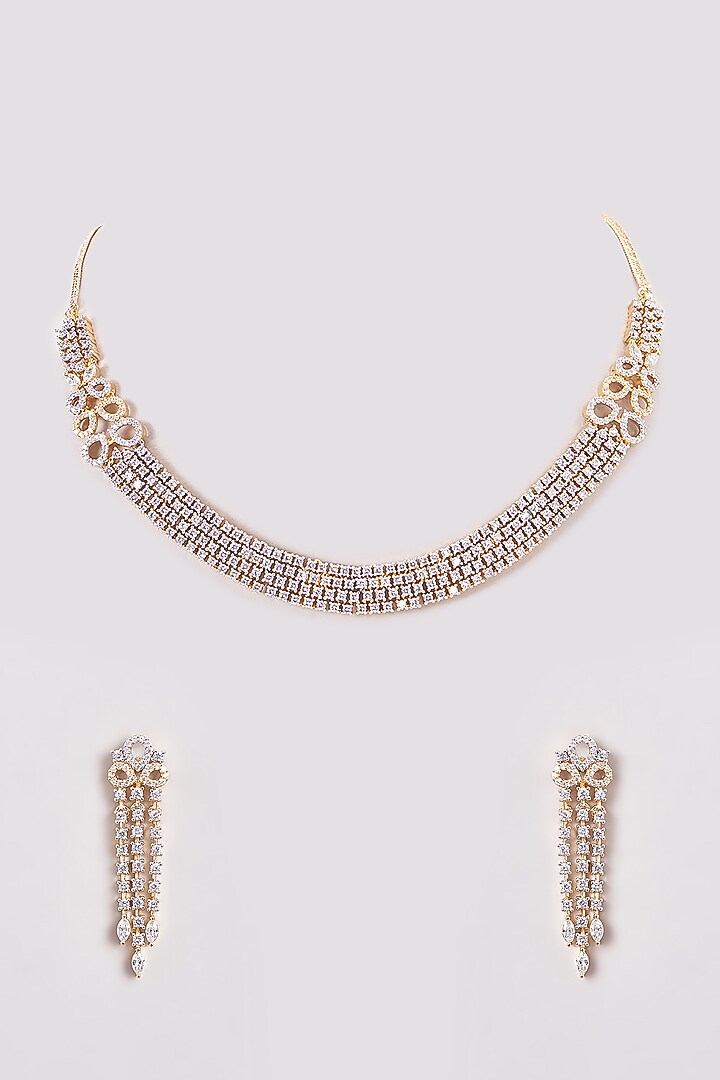 Gold Finish Zircon Necklace Set by Aster at Pernia's Pop Up Shop