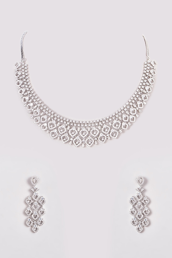 White Finish Zircon Necklace Set by Aster at Pernia's Pop Up Shop