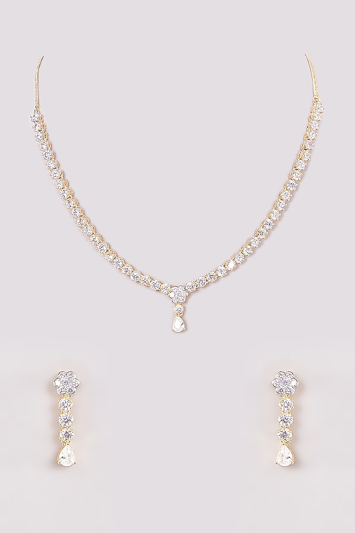 Gold Finish Zircon Necklace Set by Aster at Pernia's Pop Up Shop