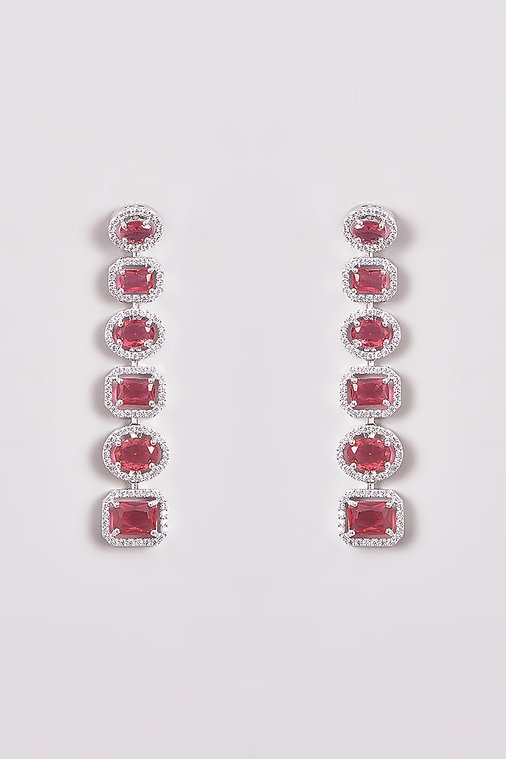 White Finish Zircon & Red Stone Necklace Set by Aster at Pernia's Pop Up Shop