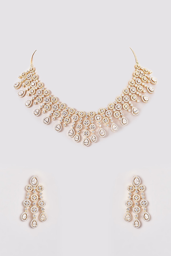 Gold Finish Zircon Necklace Set by Aster at Pernia's Pop Up Shop
