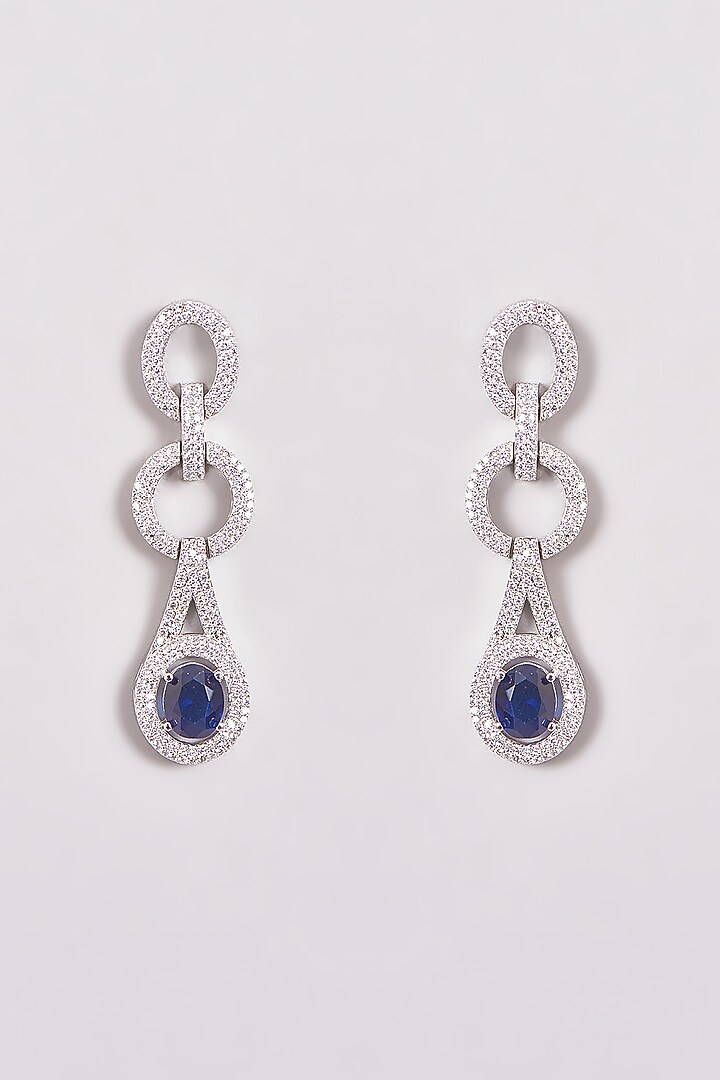 White Finish Zircon & Blue Stone Necklace Set by Aster at Pernia's Pop Up Shop