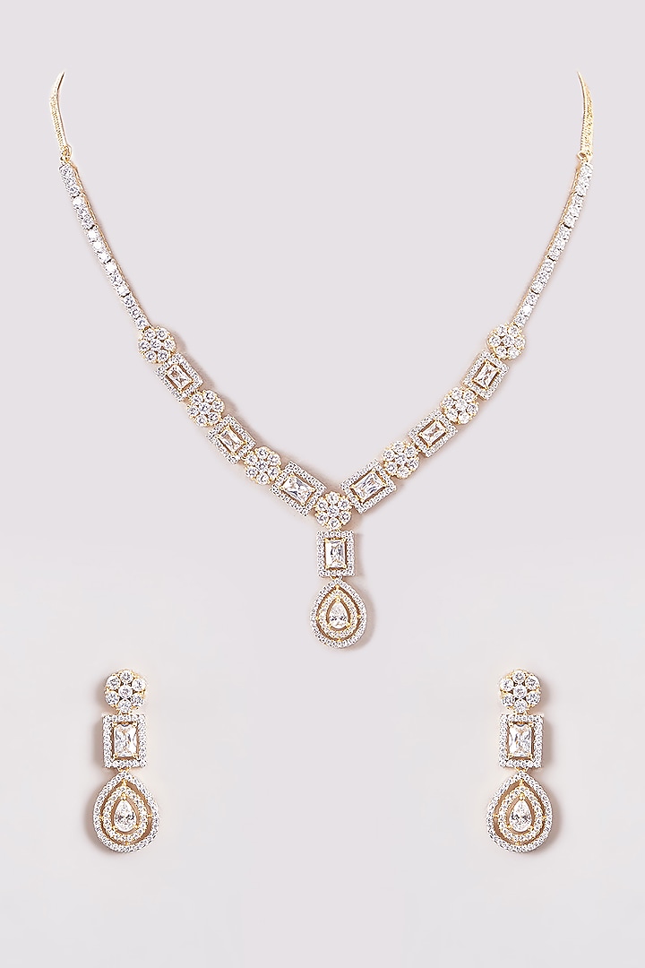 Gold Finish Zircon Necklace Set by Aster at Pernia's Pop Up Shop