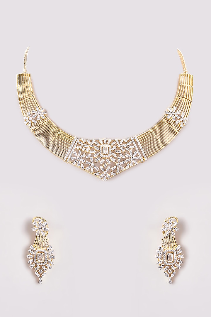 Gold Finish Zircon Necklace Set by Aster at Pernia's Pop Up Shop
