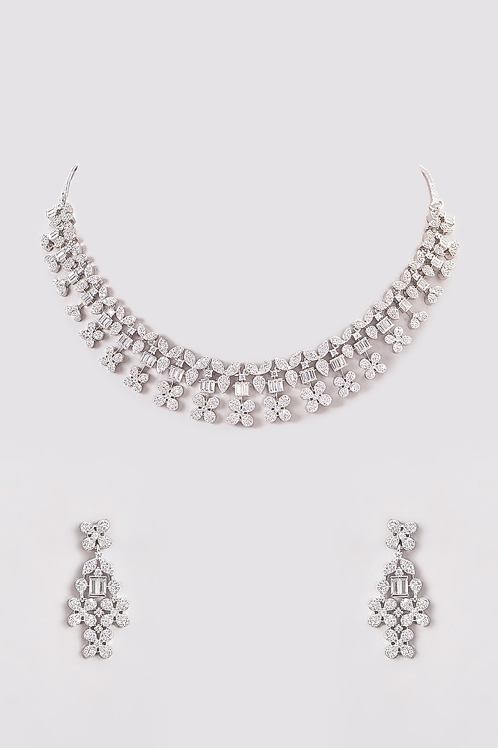White Finish Zircon Necklace Set by Aster at Pernia's Pop Up Shop