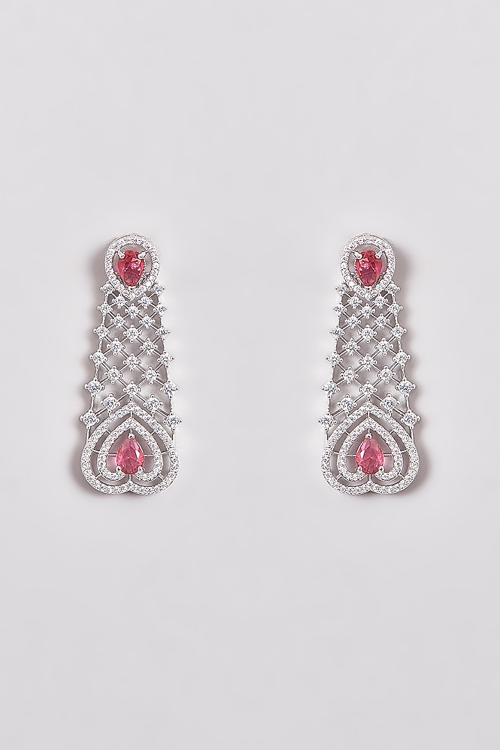 White Finish Zircon & Red Stone Layered Necklace Set 

 by Aster at Pernia's Pop Up Shop
