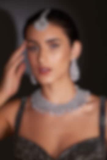 White Finish Zircon & Pearl Necklace Set by Aster at Pernia's Pop Up Shop