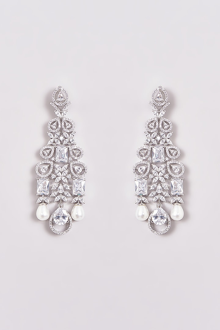 White Finish Zircon & Pearl Necklace Set by Aster at Pernia's Pop Up Shop