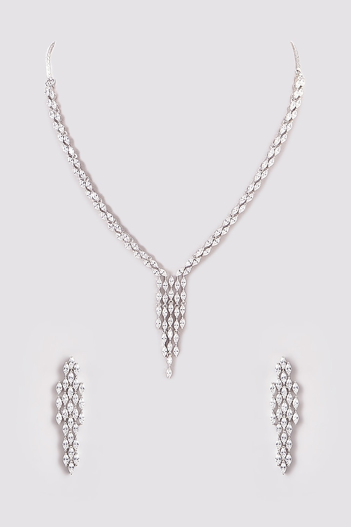White Finish Zircon Necklace Set by Aster at Pernia's Pop Up Shop