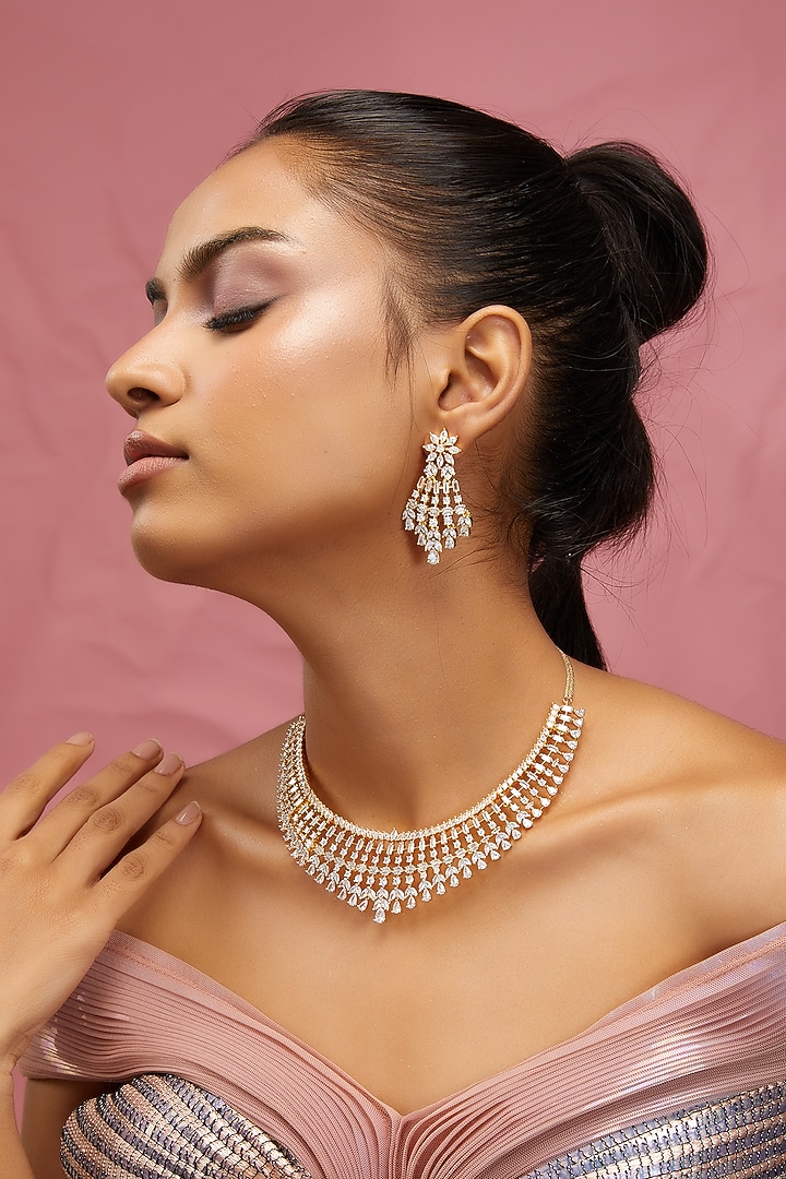 Gold Finish Zircon Necklace Set by Aster at Pernia's Pop Up Shop