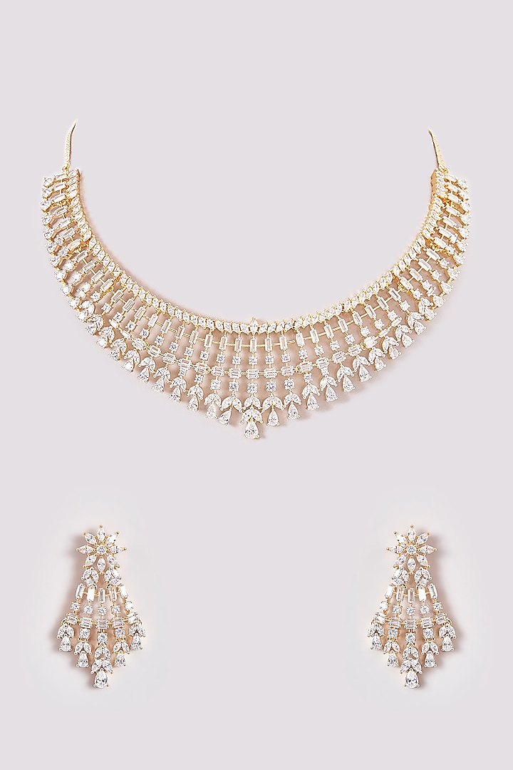 Gold Finish Zircon Necklace Set by Aster at Pernia's Pop Up Shop