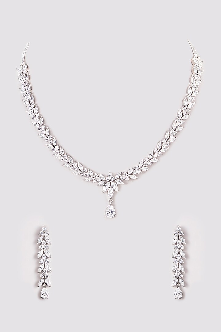 White Finish Zircon Necklace Set by Aster at Pernia's Pop Up Shop