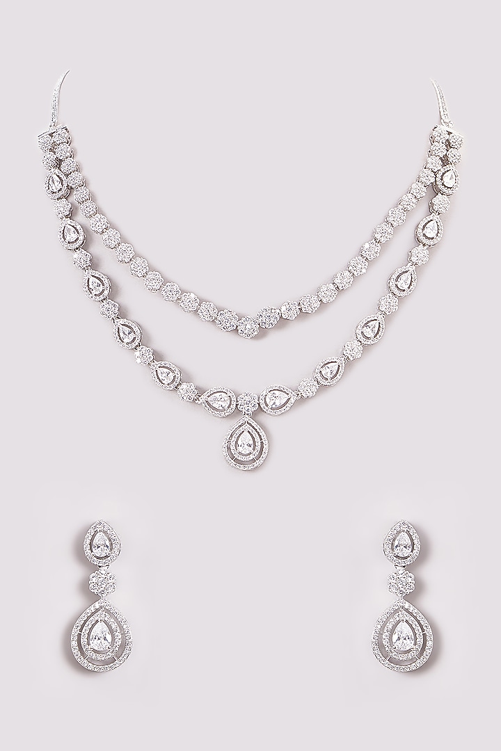 White Finish Zircon Necklace Set by Aster at Pernia's Pop Up Shop